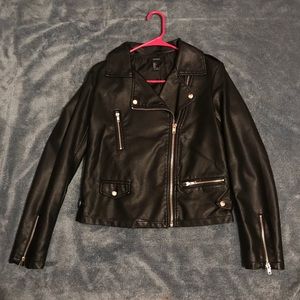Forever 21 Faux Leather Moto Zip Up Jacket (NEW)